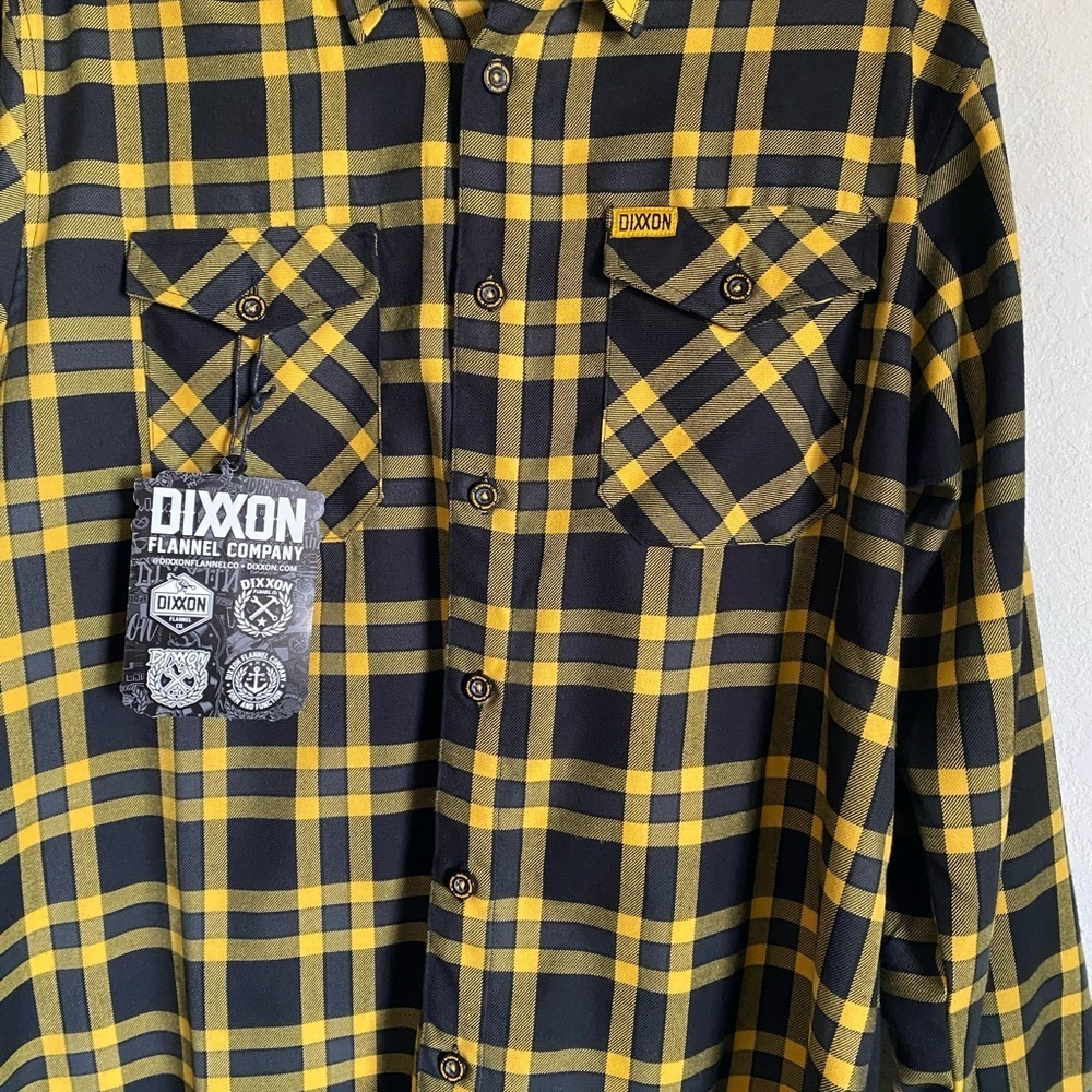 Dixxon Flannel Co Wu-Tang Clan Inspired Yellow Black Plaid Flannel Shirt L - Picture 5 of 13